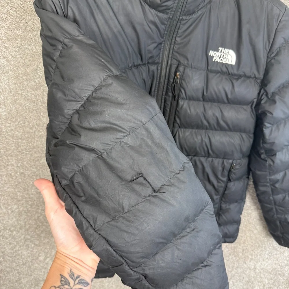 The North Face Aconcagua 2 Down Puffer Hoodie Mens Medium 550 Fill Jacket FLAW